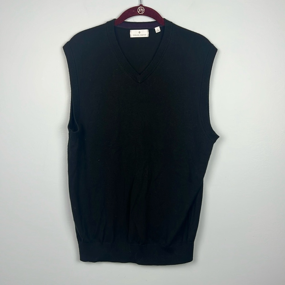 Toscano Firenze merino wool blend v-neck men’s XL black sweater vest
